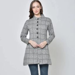Woolen Checkered Coat For Women-image-42
