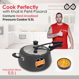 Apple Arc Hard Anodised Pressure Cooker 5.5 L Induction Bottom Pressure Cooker-image-78