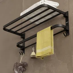 Heavy-Duty Foldable Towel Stand | Rack | Holder | Shelf With Hooks And Hanger 23.5 inch 3 Bar Towel Rod-14