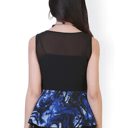 BAESD Abstract Printed Lace-Insert Layered Sleeveless Regular Top image 4