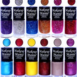 HD Color Nail Polish(Combo MM-122) Purple, Silver, Blue, Golden, Pink, Red Glitter, Dark Copper, Bright Yellow, Dusky Nude-21