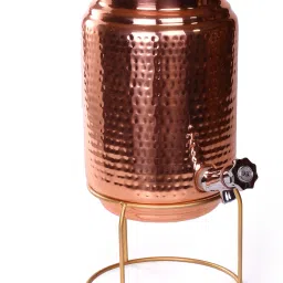 Copper Hammered Design Water Dispenser with Tap | Water Pot| Tank 8 Liter Bottom Loading Water Dispenser-image-60