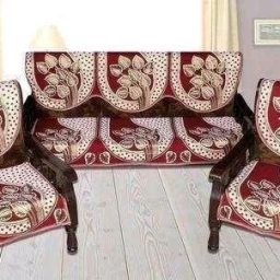 Cotton Floral 3+2 Seater Sofa Cover-image-51