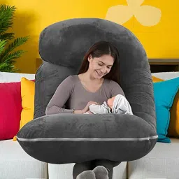 J Shaped Microfibre Solid Pregnancy Pillow Pack of 1-image-78