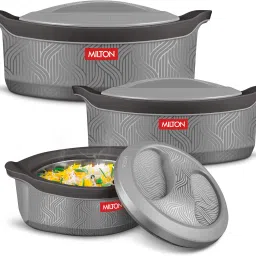 Evoke Jr. Set PU Insulated Inner Stainless Steel, 450ml, 850ml, 1240ml, Grey Serve Casserole Set-image-99