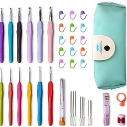 Crochet Hooks Set, RealPlus 41 Pcs Full Size Crochet Set, Ergonomic Knitting Pin-10