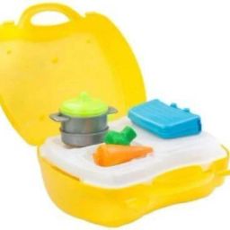 26 Pcs Kitchen set Pretend Play Toys Kitchen Set Kit for Kids Cooking Toy Set with Kitchen Accessories for Girls with Suitcase Carry Case, Yellow Color,indoor game.-image-84