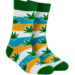 Dynamocks Unisex Pack Of 2 Patterned Happy Leaf & Music Calf Length Socks image 2