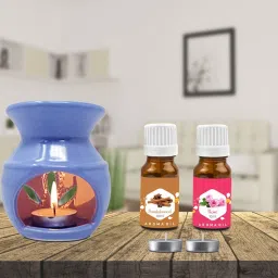 PEEPRESION Ceramic T-Light Diffuser Air Fragrance And 2 Scented Aroma Oil Home, Office, Spa, Hotel, Temple, Club, Pub Bar, Gym, Bed Room Diffuser-6