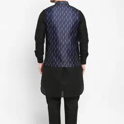 Hangup Men Linen Kurta with Pyjamas With Nehru Jacket image 3