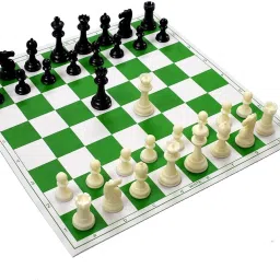 Roll- Up Vinyl Chess Board with Storage Bag & Extra Queens (18x18 Inches, Green) 3 cm Chess Board-picture-21