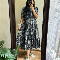 Women A-line Black Midi/Calf Length Dress-image-10