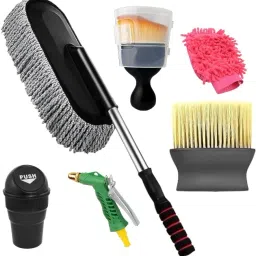 Microfiber duster, cleaning brushes, Spray gun, Mini car dustbin, Microfiber glove Combo-picture-21