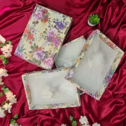 4 Pcs Multipurpose Decorative Folding Box Net Gift Hamper Rakshabandhan Gifting Paper Decorative Platter-18