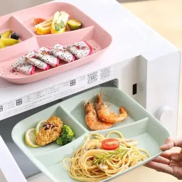 Wheat Straw Unbreakable 3-Section Reusable Portion Diet Plates 25cm (2Pcs) Sectioned Plate-image-52