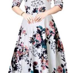 Printed Cotton Rayon Semi Stitched Flared/A-line Gown-image-17