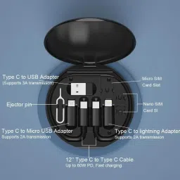 RANZZER Multi Fast Charging Data Cable Lightning, Android, Type C Charging Cable Charging Pad image 4