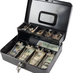 Cash box with Key Lock & 2 Level Money Tray, Metal Money Box Size: 30 * 24 * 9cm Cash Box-19