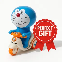 jollyplay Doraemon Push-&-Go Scooter Toy 2-Pack – Wind-Up, Battery-Free Fun Set image 4