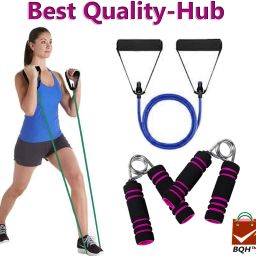 Men & Women Hand Grip & Resistance Tube for Workout Exercise Tube for Home Gym Fitness Accessory Kit Kit-image-24