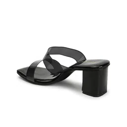 DressBerry Black Open Toe Block Heels image 4