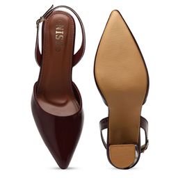 GNIST Printed Pointed Toe Block Pumps With Buckles image 4