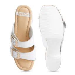 RAG & CO Open Toe Canvas Block Heels with Buckles image 5