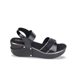 Ozuri Textured Open Toe Wedge Heels image 3