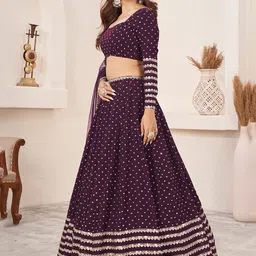 FABPIXEL Embellished Sequinned Semi-Stitched Lehenga & Unstitched Blouse With Dupatta image 5
