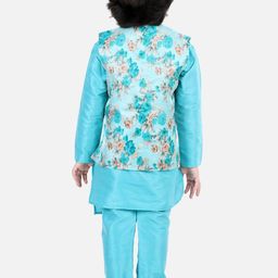 BownBee Boys Pleated Kurta with Pyjamas & Nehru Jacket image 4