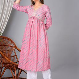 KPF Leheriya Printed Empire Pure Cotton Kurta with Palazzos image 5