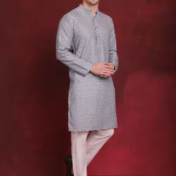 Anouk Floral Printed Regular Cotton Kurta With Pyjamas image 5