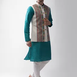 KISAH Men Multicoloured Regular Kurta with Pyjamas image 2