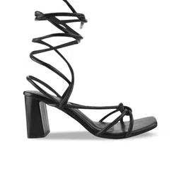 JM Looks Open Toe Lace-Up Block Heels image 4