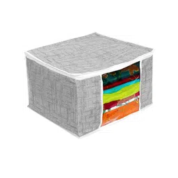 prettykrafts Set Of 6 Grey & White Checked Saree Organizers With Transparent Window image 2