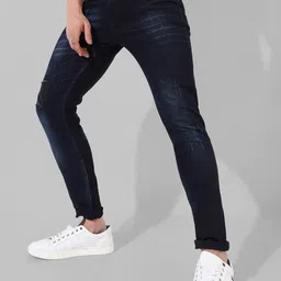 Campus Sutra Men Smart Slim Fit Mildly Distressed Light Fade Stretchable Cotton Jeans-image-56