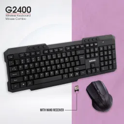 zebion G2400 Wireless Keyboard and Mouse + Pronto 101 USB HUB Combo Set image 2