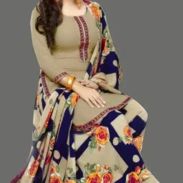 Unstitched Crepe Salwar Suit Material Solid, Floral Print, Printed, Geometric Print-image-84