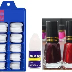 Acrylic False Nails & Nail Glue with nail polish-image-21
