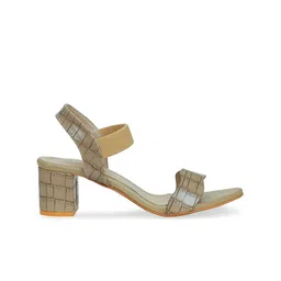 Get Glamr Beige Printed Block Heels image 2