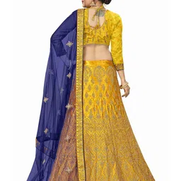MANVAA Embroidered Thread Work Semi-Stitched Lehenga & Unstitched Blouse With Dupatta image 3