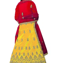 MANVAA Embroidered Thread Work Semi-Stitched Lehenga & Unstitched Blouse With Dupatta image 4