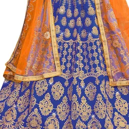 MANVAA Ethnic Motif Embroidered Semi-Stitched Lehenga & Unstitched Blouse With Dupatta image 4