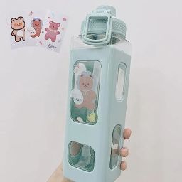 Kawaii Water Bottle with Straw,Sticker for Kids Girls Plastic Drinking Bottles 700 ml Bottle-20
