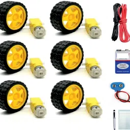 18in1 BO Gear Motor Dual Shaft with Black & Yellow Wheels with Wires & Battery Electronic Components Electronic Hobby Kit-picture-19