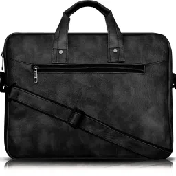 Black Color Faux Leather 10L Office Laptop Bag For Men & Women LM-BG27 Waterproof Messenger Bag-image-21