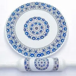 Designer chakla Hand Printed Marble chakla Rolling Pin & Board-10
