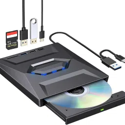 microware External CD/DVD Drive USB 3.0 Type-C Portable CD DVD Player Burner Writer 5-in-1 External DVD Writer-20