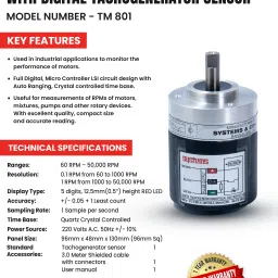 systems tech TM 801 Digital Tachogenerator Sensor with Panel Mount Digital Tachometer image 5