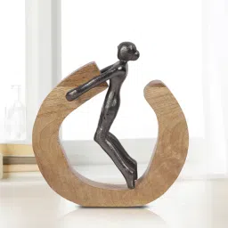 cocovey Rustic Elegance Black & Brown Aluminium & Wood Showpiece-picture-30
